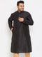 Vastramay Men's Plus Size Black Silk Blend Kurta